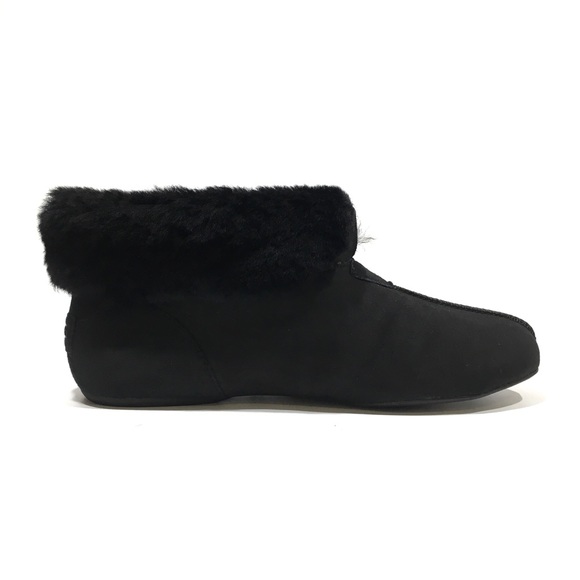 UGG NERINE BOOTIE SLIPPER -BLACK LAMB SUEDE / SHEEPSKIN CUFF WOMEN’S US 9 -NEW - Picture 3 of 10